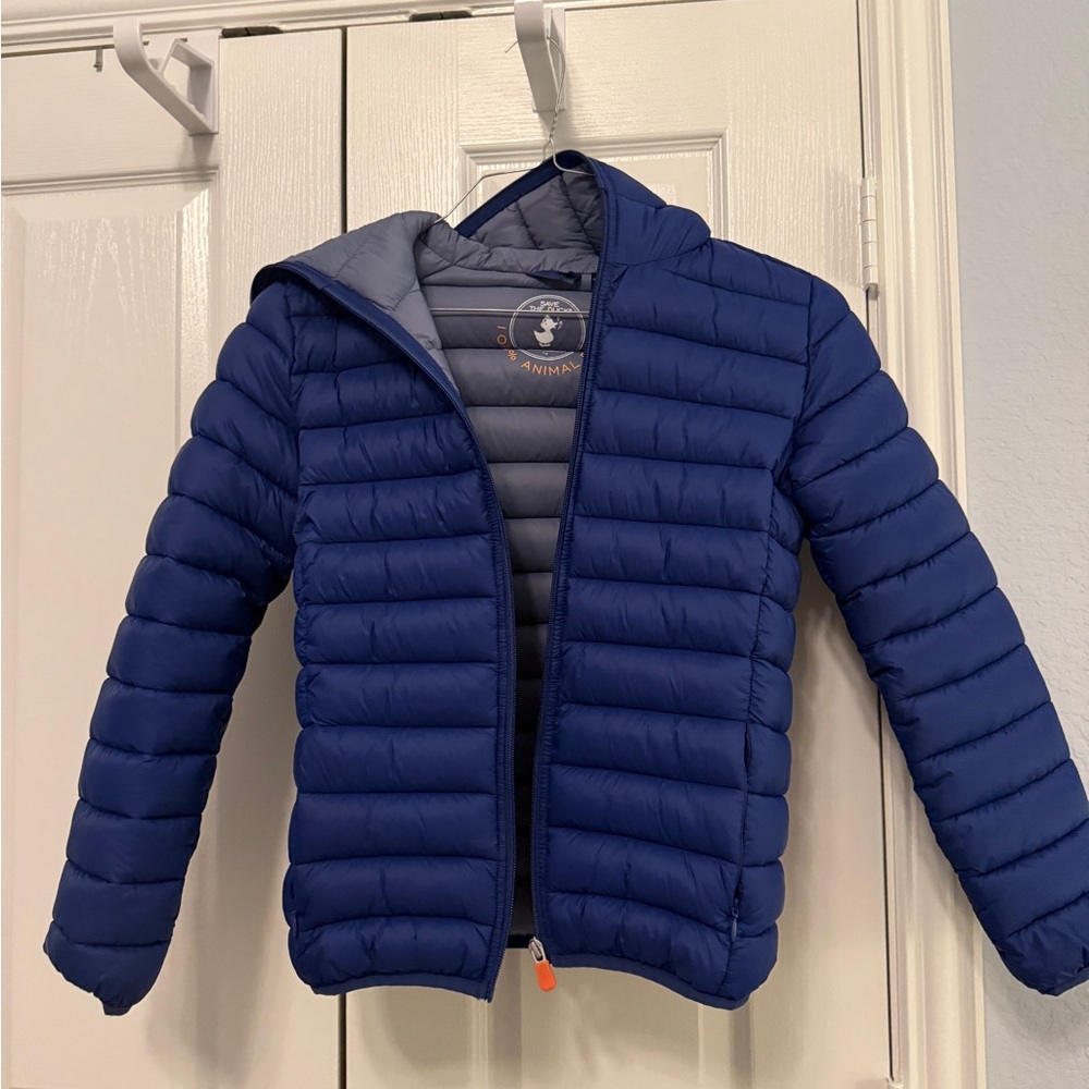 SAVE THE DUCK Navy and Gray Kids Puffer Jacket